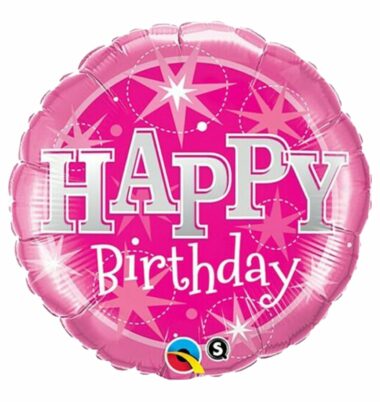 Pink sparkle foil Happy Birthday balloon