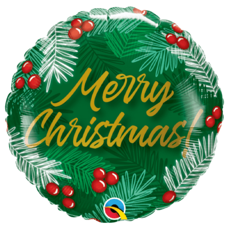 Merry Christmas Fir & Berries Air-Filled Balloon