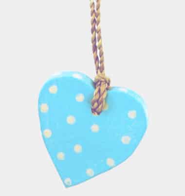 Blue spotty heart tag