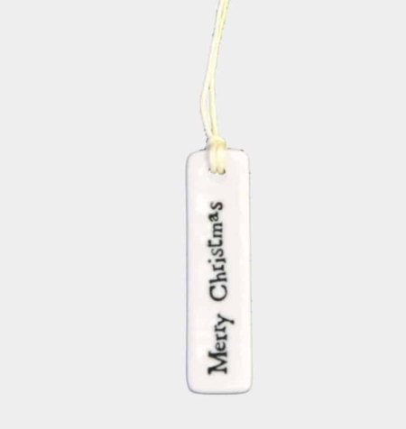 Merry Christmas porcelain tag