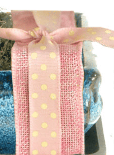 Pink jute with pink spotty ribbon