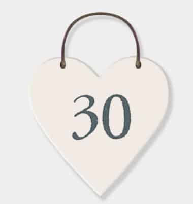 30th heart tag