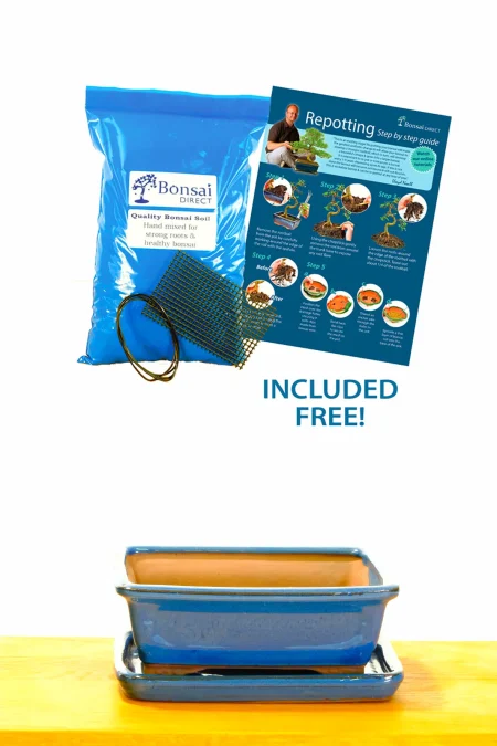 High Quality 15cm Rectangular Glazed Blue Pot and Tray