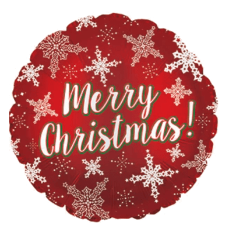 Red Merry Christmas Snowflake Air-Filled Balloon