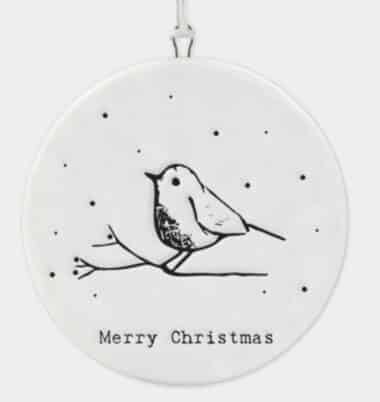 Merry Christmas porcelain robin tag