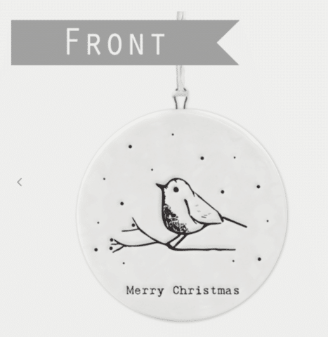 Front - Merry christmas flat porcelain bauble