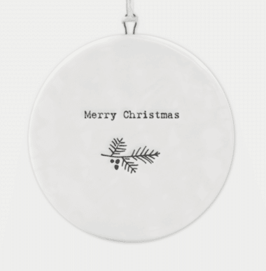 Flat porcelain bauble-Wreath Merry Christmas
