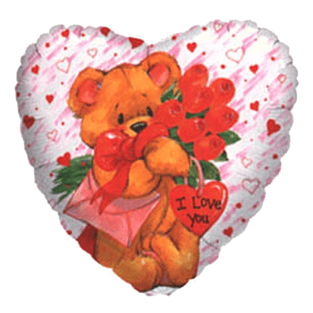 I Love You Bear & Roses Mini Air-Filled Balloon
