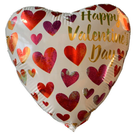 Happy Valentines Day Colourful Hearts Foil Air-Filled Balloon