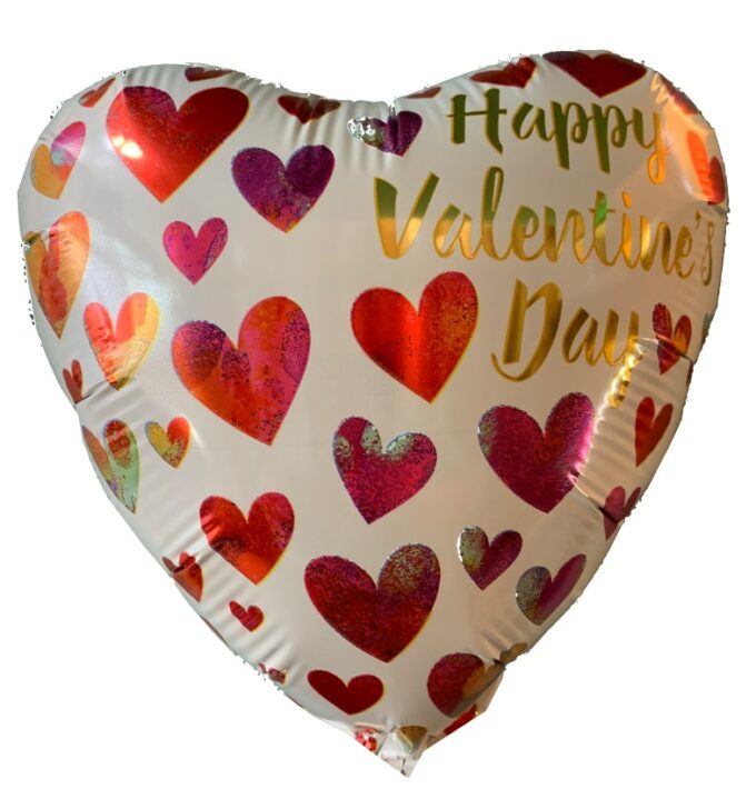 Mulitcoloured hearts Valentines balloon