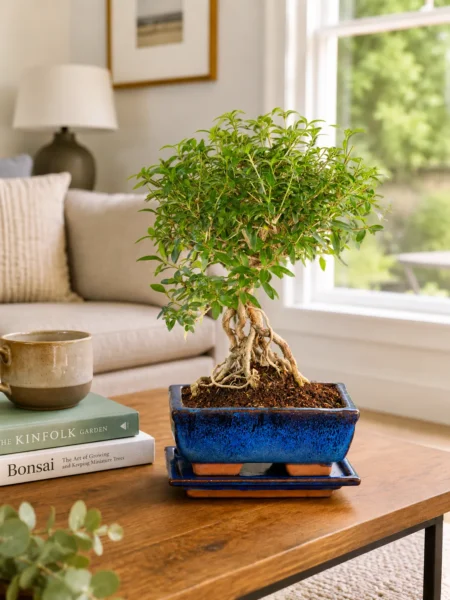Flowering Tree of a Thousand Stars Indoor Bonsai Tree for Sale with Extremely Exposed Roots (Serissa foetida)