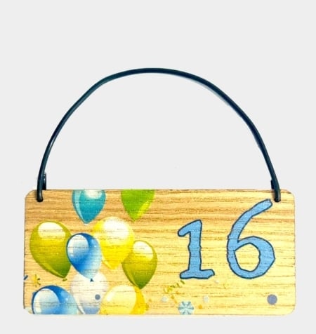 16 Balloon Design Wooden Tag