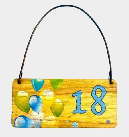18 Balloon Design Wooden Tag