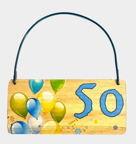 50 Balloon Design Wooden Tag