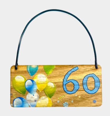 60 Balloon Design Wooden Tag
