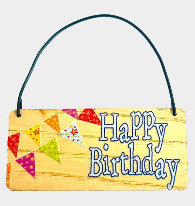 Happy Birthday bunting wooden tag