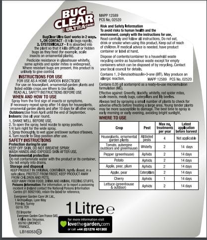 Large 1L Insecticide Suitable for Bonsai - BugClear™ Ultra Gun! - Treats Caterpillars