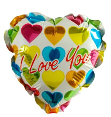 I Love You - Bright Hearts Air-Filled Foil Balloon