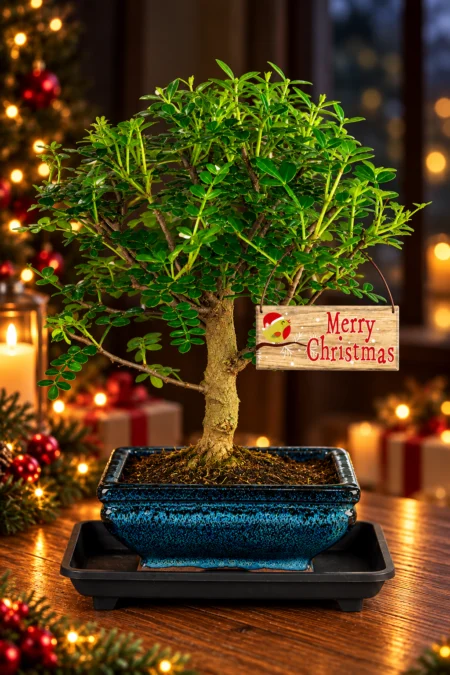 Real live front Christmas Bonsai Tree Plant Gift