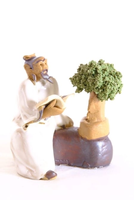 White Glazed Bonsai Figure