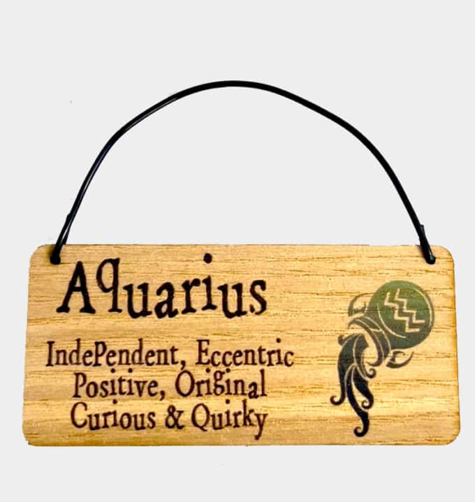 Aquarius Zodiac Star Sign Wooden Tag