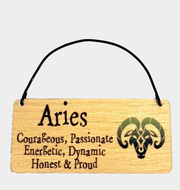 Aries Zodiac Star Sign Wooden Tag
