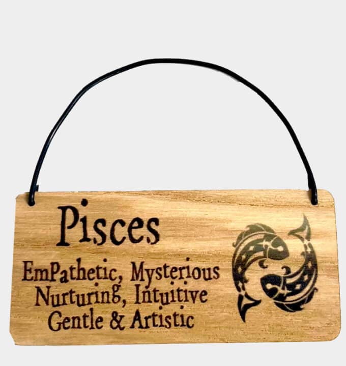 Pisces Zodiac Star Sign Wooden Tag