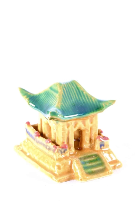 Chinese ceramic temple with upturned eaves for bonsai zen gardens