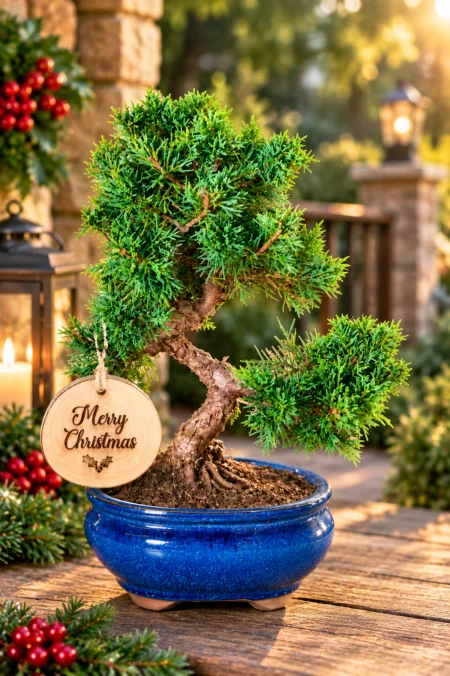 Miniature Chinese Juniper Shohin Evergreen Bonsai | A Timeless 12-Year-Old Living Christmas Gift