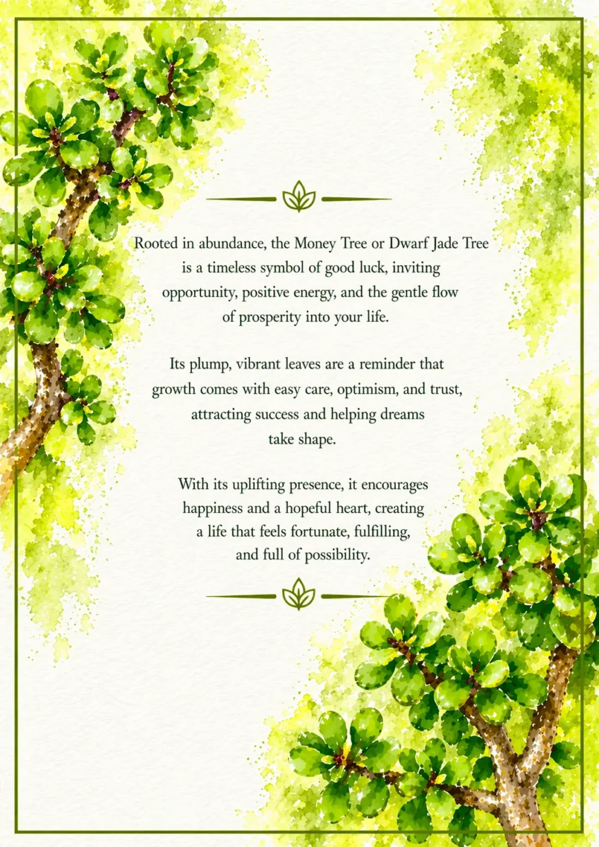 Dwarf Jade Bonsai | Inside Bonsai Meanings Card