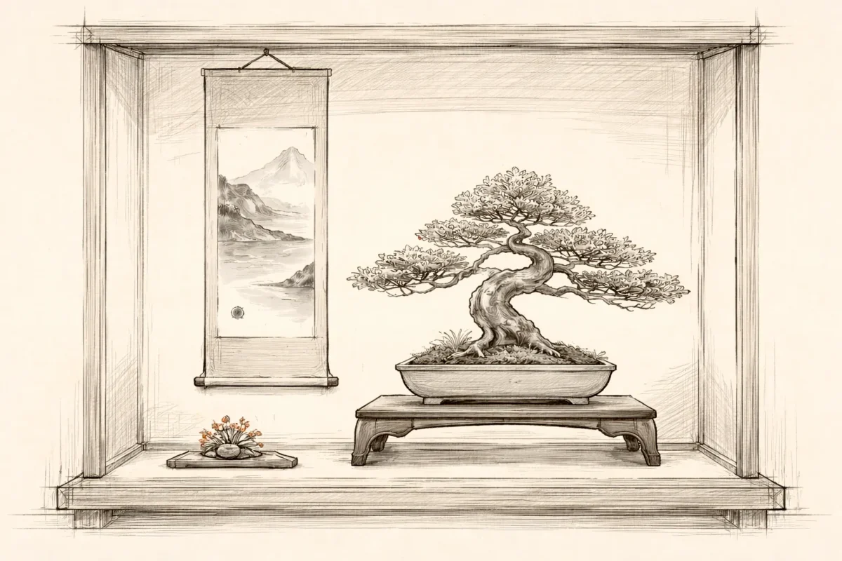 Tokonoma bonsai display