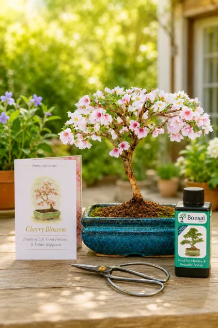 6-year-old Cherry Blossom Bonsai Tree Beginners Kit – Flowering Outdoor Bonsai Meaning Good Fortune, Happiness & The Beauty of Life