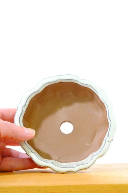 Tiny cream lotus flower ceramic bonsai pot for sale