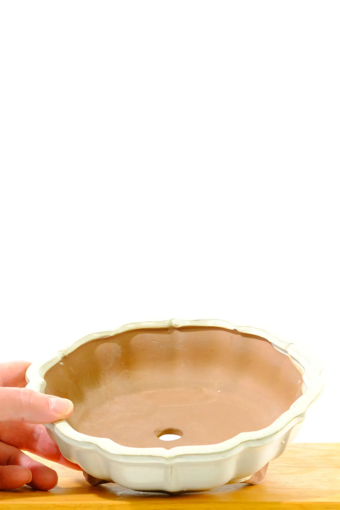 Pretty cream lotus flower ceramic bonsai pot for sale