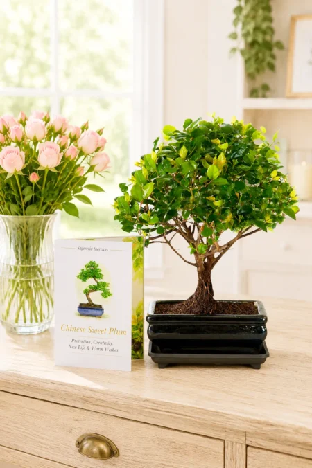 Bonsai Meaning New Beginnings - Fruiting Chinese Sweet Plum Gift Of Growth & Family, prosperity and luck