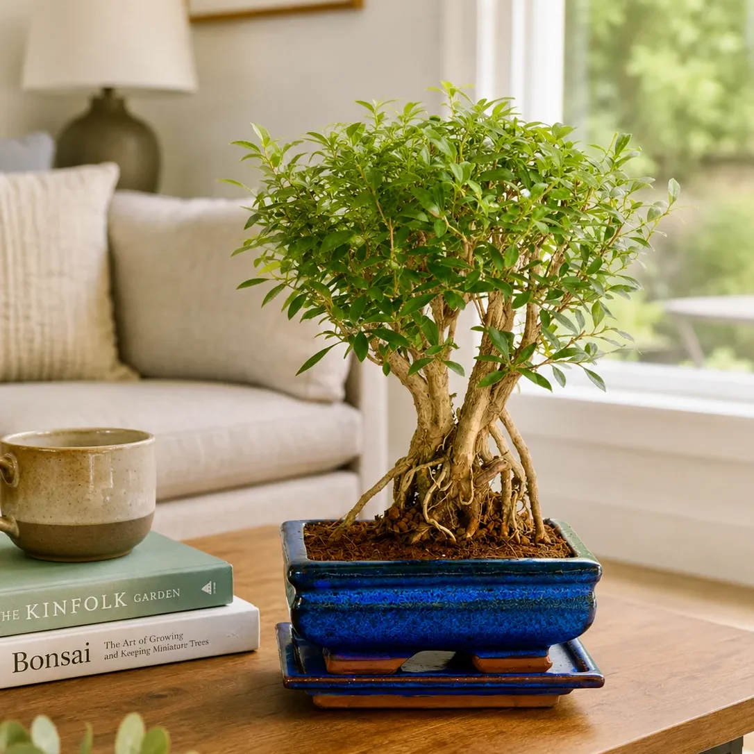 Flowering Tree of a Thousand Stars Indoor Bonsai Tree for Sale with Extremely Exposed Roots (Serissa foetida)
